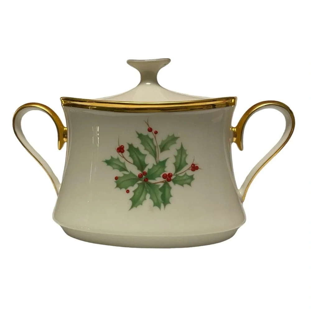 Sugar Bowl and Lid Holiday Dimension By Lenox